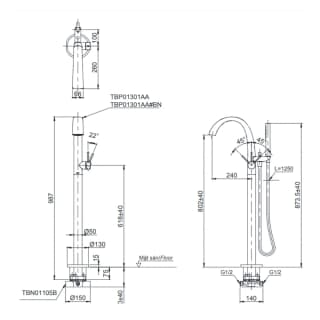 Ảnh Vòi xả bồn nóng lạnh TOTO TBP01301AA 2