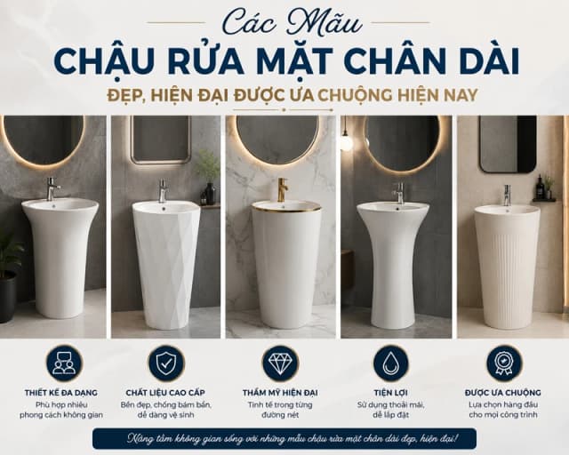 Các mẫu chậu rửa mặt chân dài sang trọng