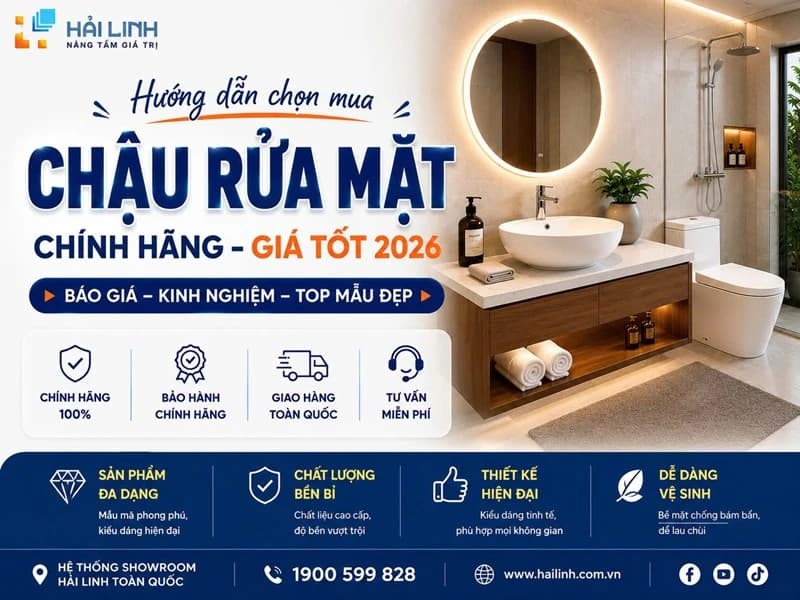 Chậu Rửa Mặt Chính Hãng Đẹp, Giá Tốt 2026 | Báo Giá & Kinh Nghiệm Chọn Mua