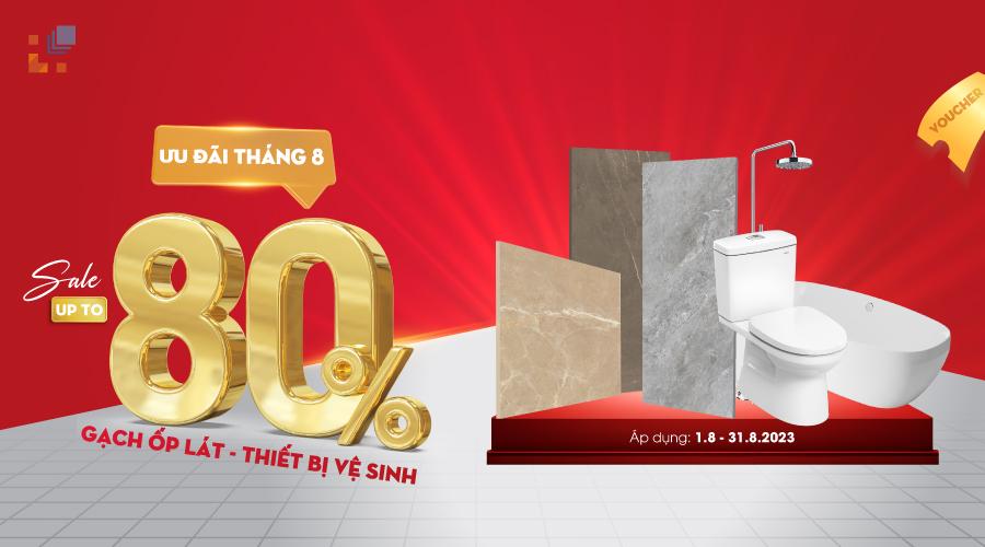 Hải Linh ưu đãi khủng tháng 8 - Giảm giá tới 80% gạch ốp lát, thiết bị vệ sinh