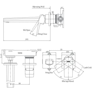Ảnh Vòi chậu gắn tường TOTO TLG10308BB 2