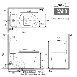 Ảnh Bồn cầu 1 khối D&K DK-C2410 2