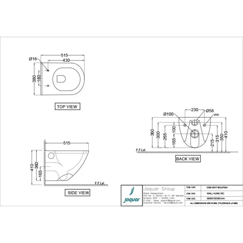 Ảnh Bồn cầu âm tường Jaquar CNS-WHT-963UFSM 2