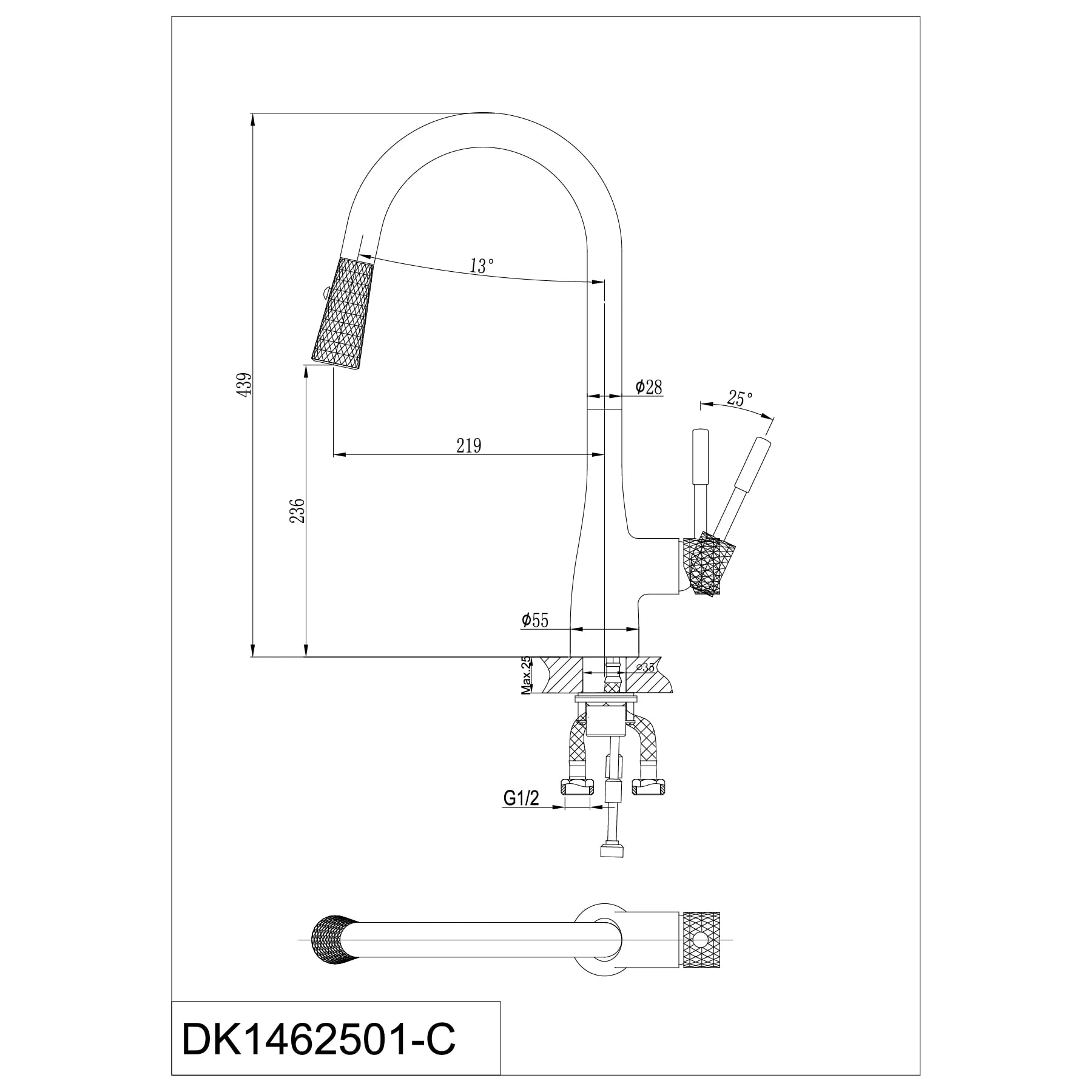 Ảnh Vòi rửa bát nóng lạnh D&K DK1462501-C 2