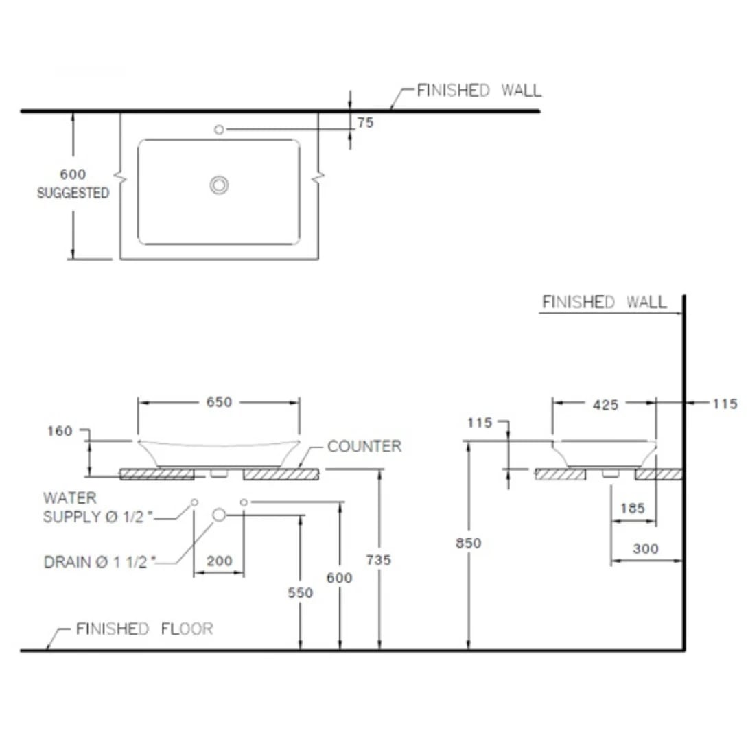 Ảnh Chậu rửa dương bàn Cotto C09117 2