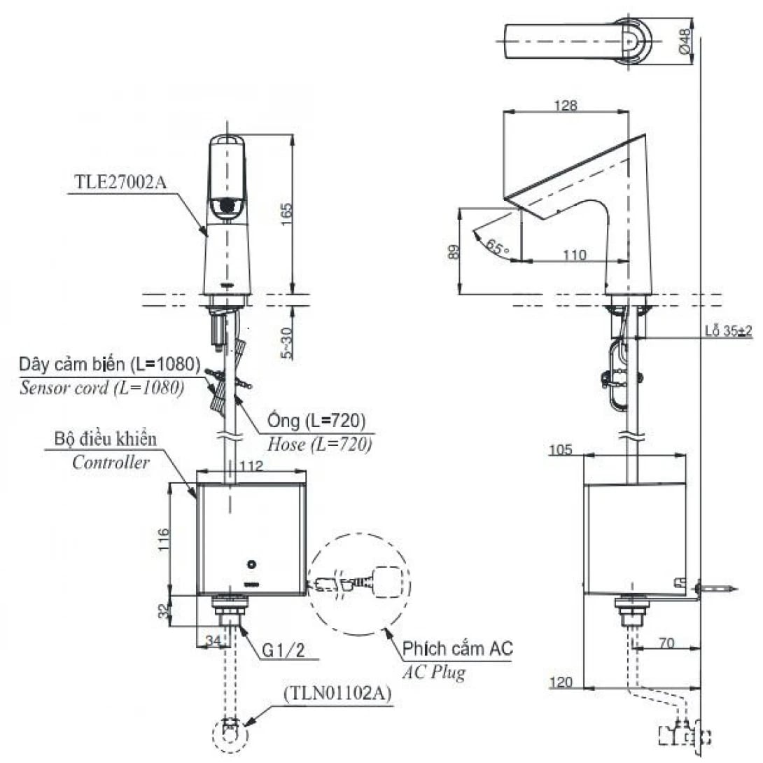 Ảnh Vòi chậu cảm ứng lạnh TOTO TLE27002V/TLE01502V/TLN01102A 2