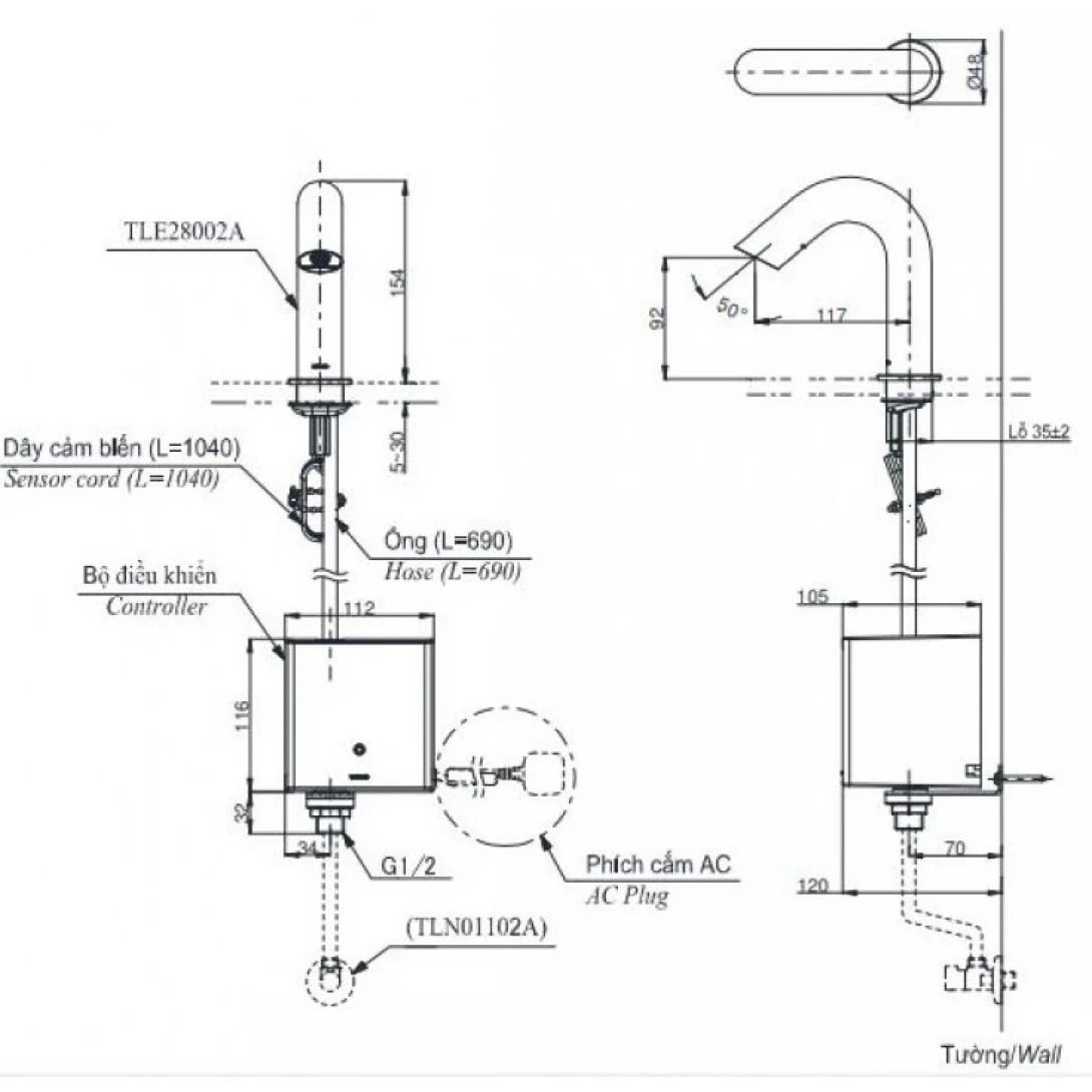 Ảnh Vòi chậu cảm ứng lạnh TOTO TLE28002V/TLE01502V/TLN01102A 2