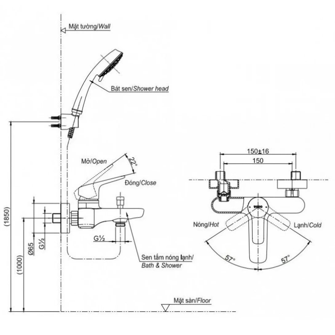 Ảnh Sen tắm nóng lạnh TOTO TBG04302VA/TBW07009A 2