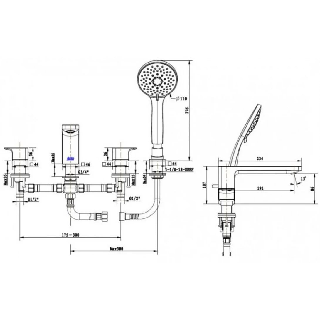 Ảnh Vòi bồn tắm American Standard WF-1300MB 2