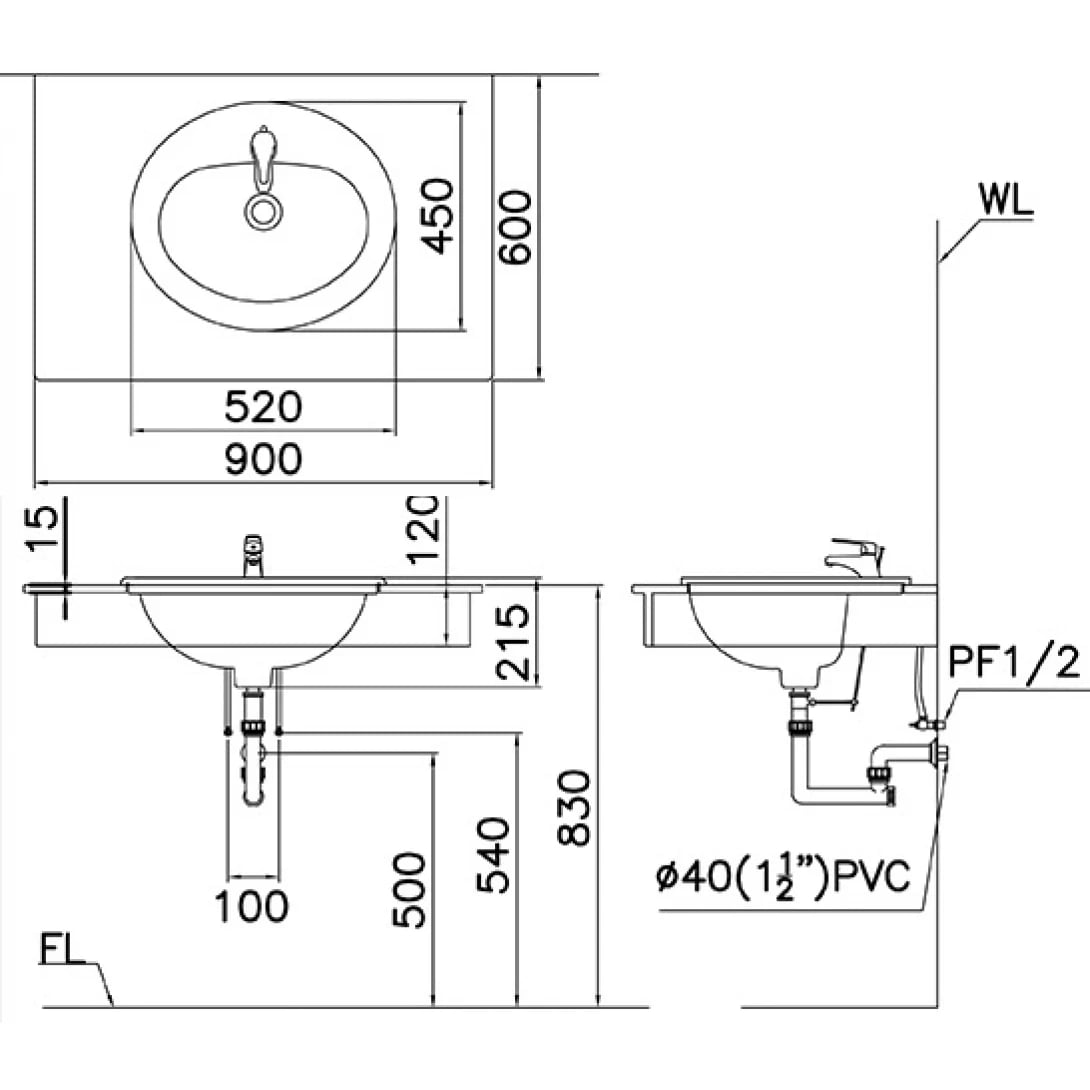 Ảnh Chậu rửa đặt bàn Caesar L5018 cao cấp 2