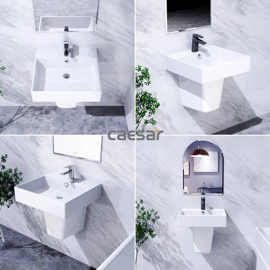Ảnh Chậu rửa treo tường Caesar LF5263 + PF2463 3