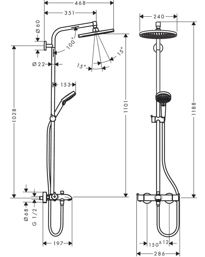 Ảnh Sen tắm cây Hansgrohe 26186000 2