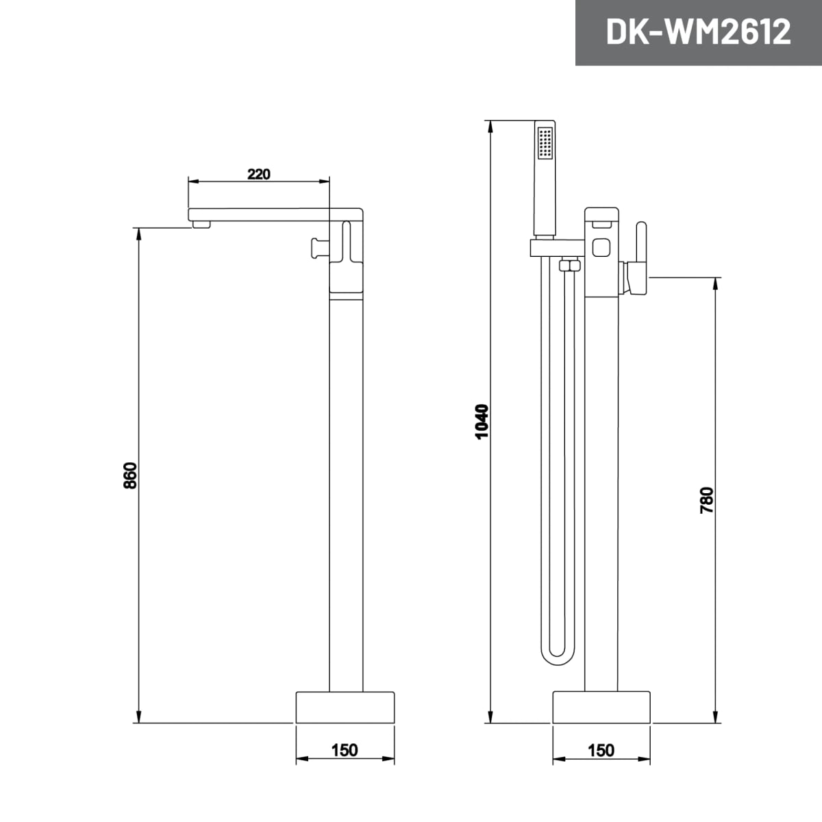 Ảnh Vòi sen bồn tắm D&K DK-WM2612 2