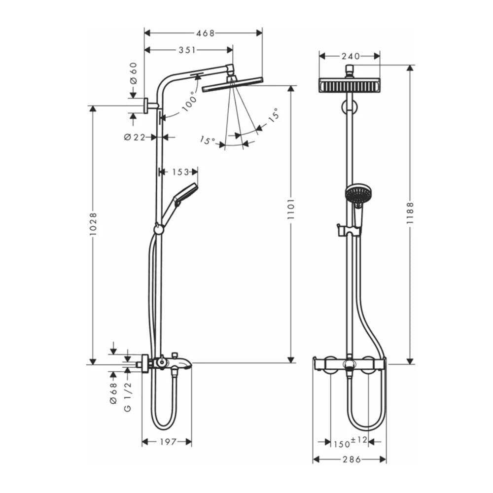 Ảnh Sen tắm cây Hansgrohe 26185000 2