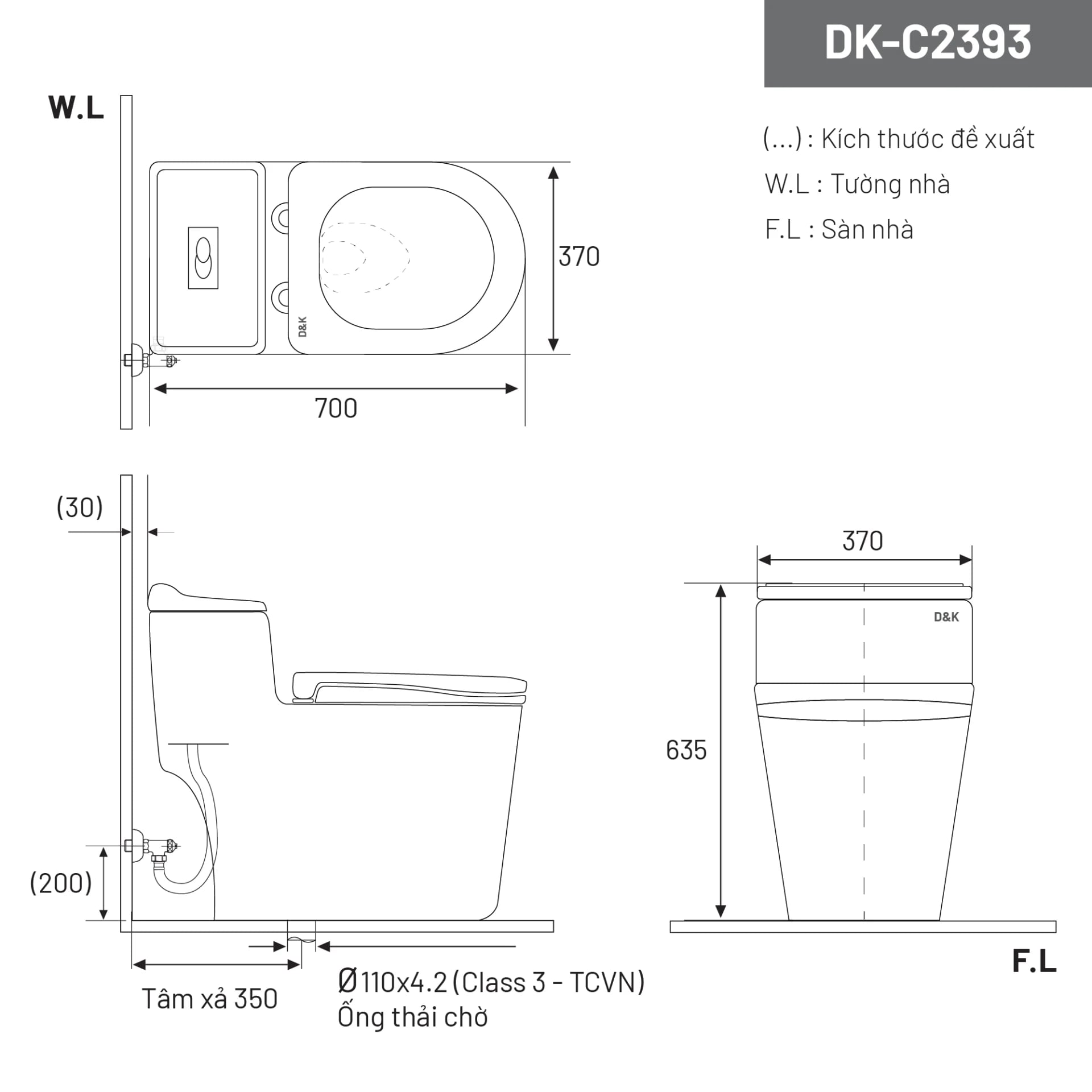 Ảnh Bồn cầu 1 khối D&K DK-C2393 2