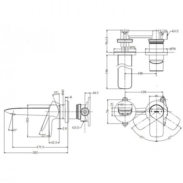 Ảnh Vòi chậu gắn tường TOTO TLG04309BB 2