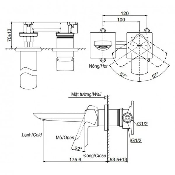 Ảnh Vòi chậu gắn tường TOTO TLG02310BB+ 2