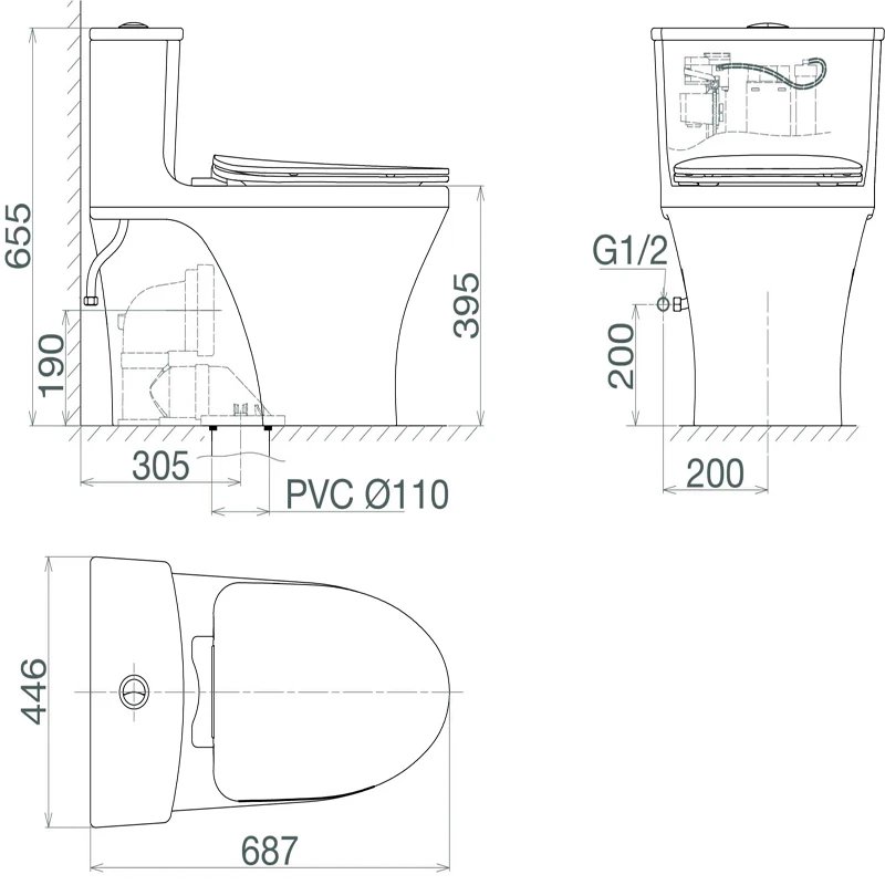 Ảnh Bồn cầu 1 khối Viglacera HL2 5