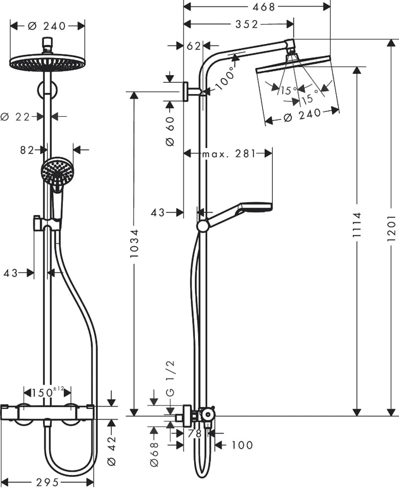 Ảnh Sen cây nhiệt độ Hansgrohe 27267000 2