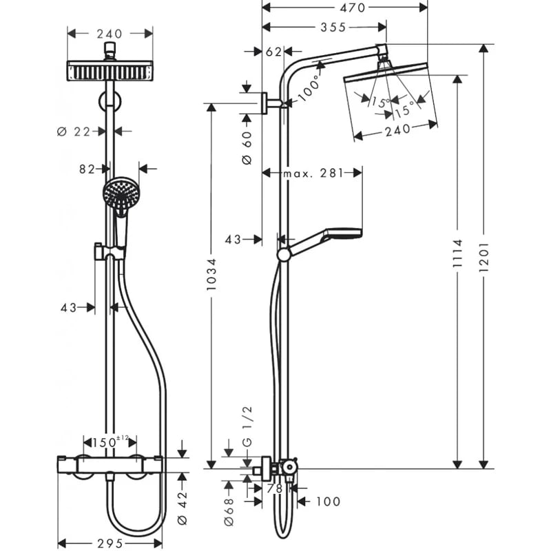 Ảnh Sen cây nhiệt độ Hansgrohe 27271000 4