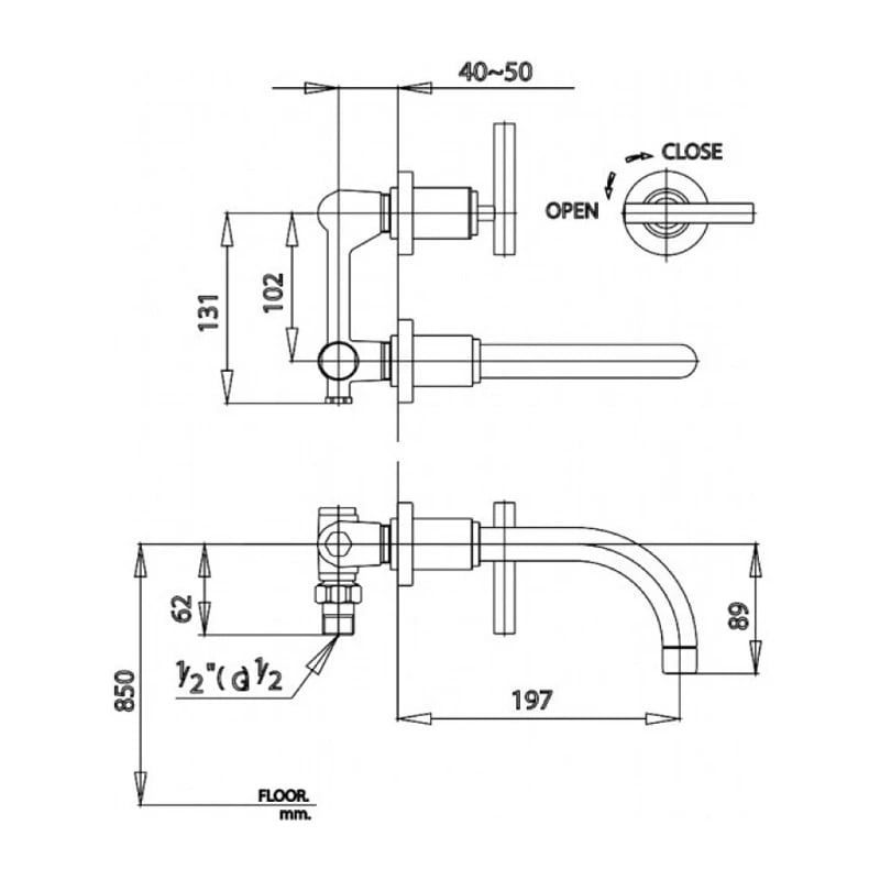 Ảnh Vòi chậu gắn tường Cotto CT105C20 2
