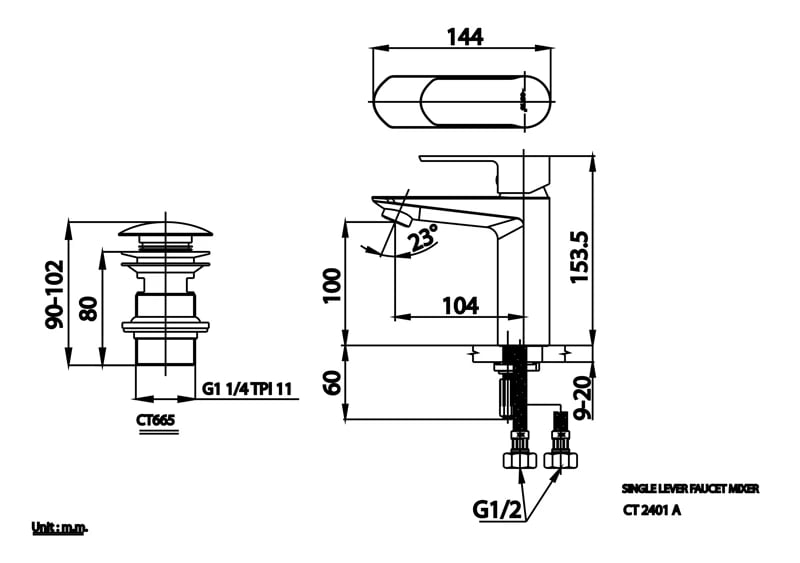 Ảnh Vòi chậu nóng lạnh Cotto CT2401A 2