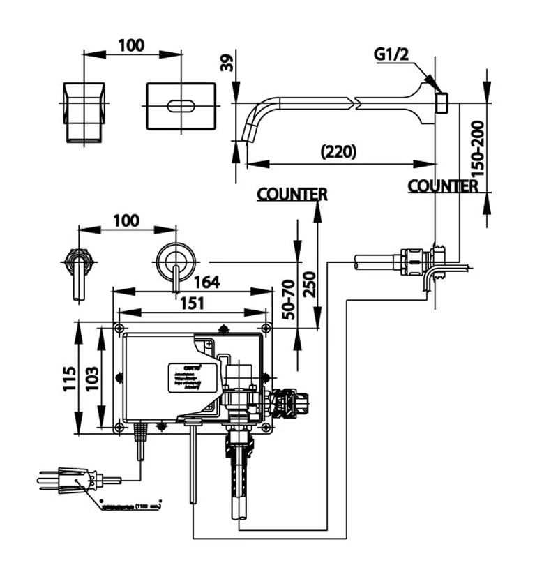 Ảnh Vòi chậu gắn tường Cotto CT4903AC 2