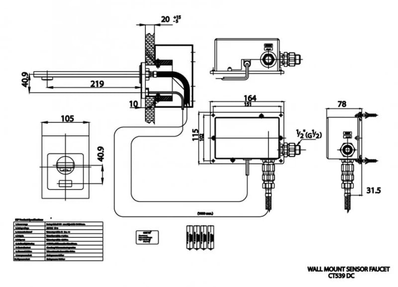 Ảnh Vòi chậu gắn tường Cotto CT539DC 3