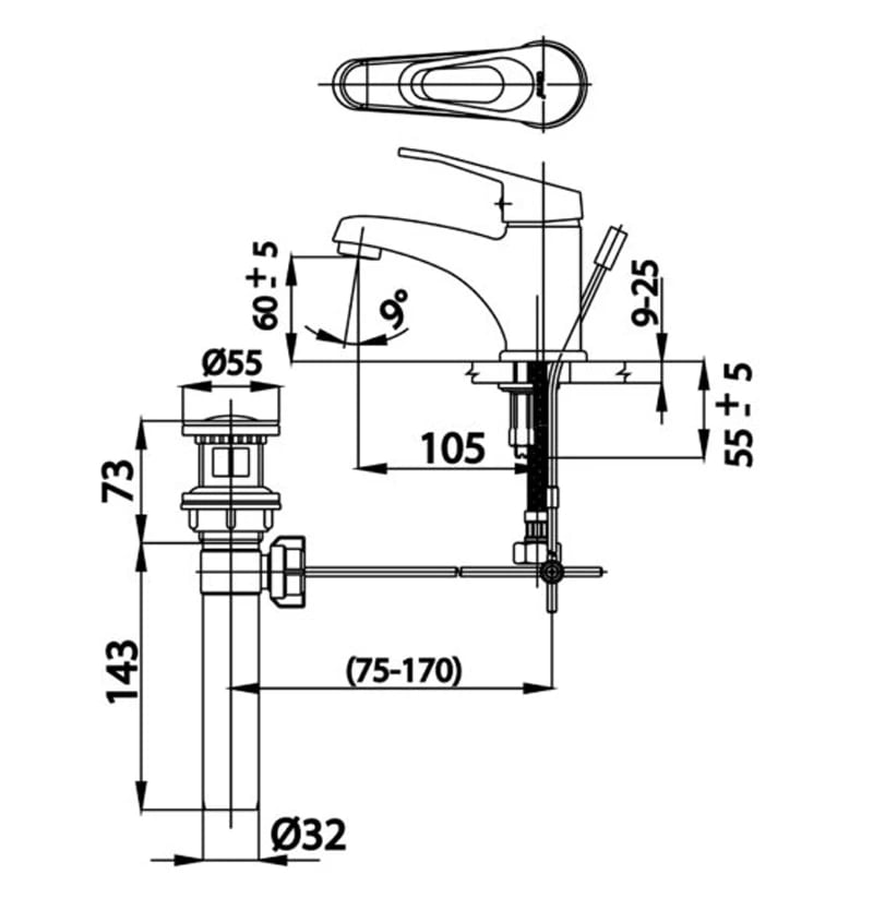 Ảnh Vòi chậu nóng lạnh Cotto CT2171A 2