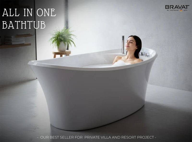 Ảnh Bồn tắm đặt sàn Bravat B25748TW-1W 3