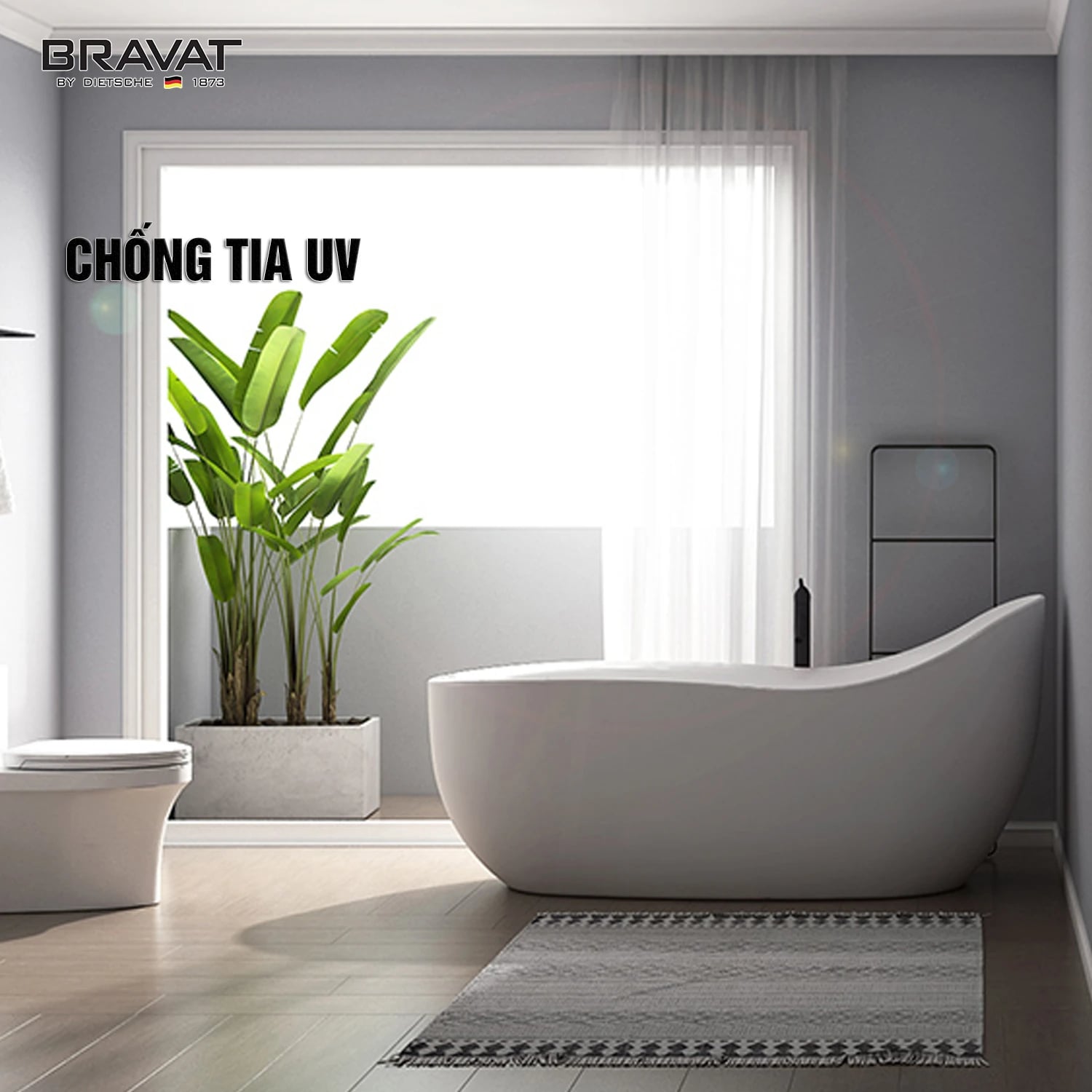 Ảnh Bồn tắm đặt sàn Bravat B25824TW-1W 3