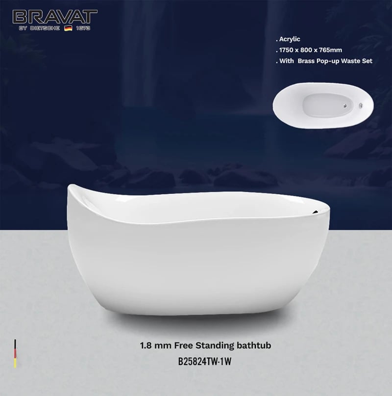 Ảnh Bồn tắm đặt sàn Bravat B25824TW-1W 2