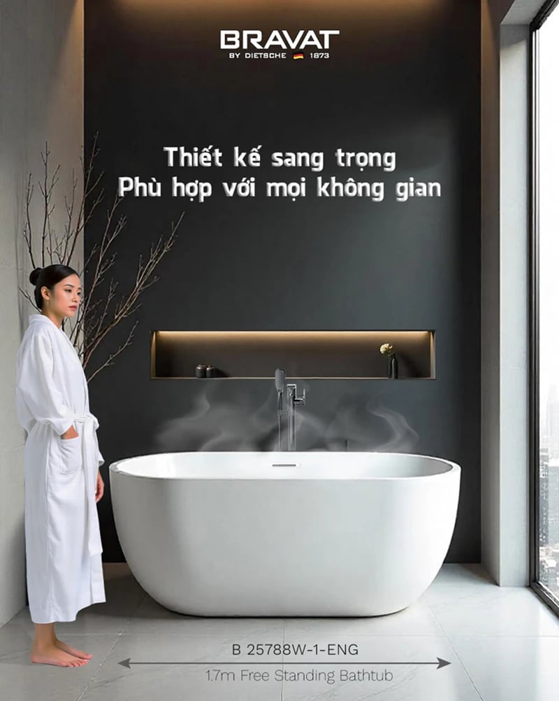 Ảnh Bồn tắm đặt sàn Bravat B25788W-1-ENG 2