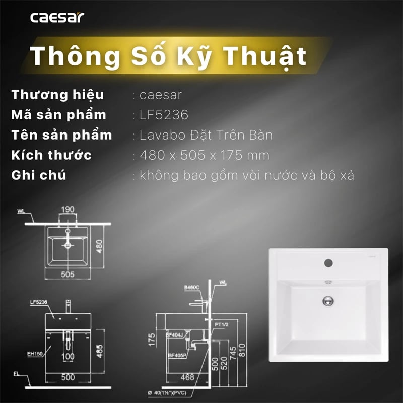 Ảnh Chậu rửa Caesar LF5236 3