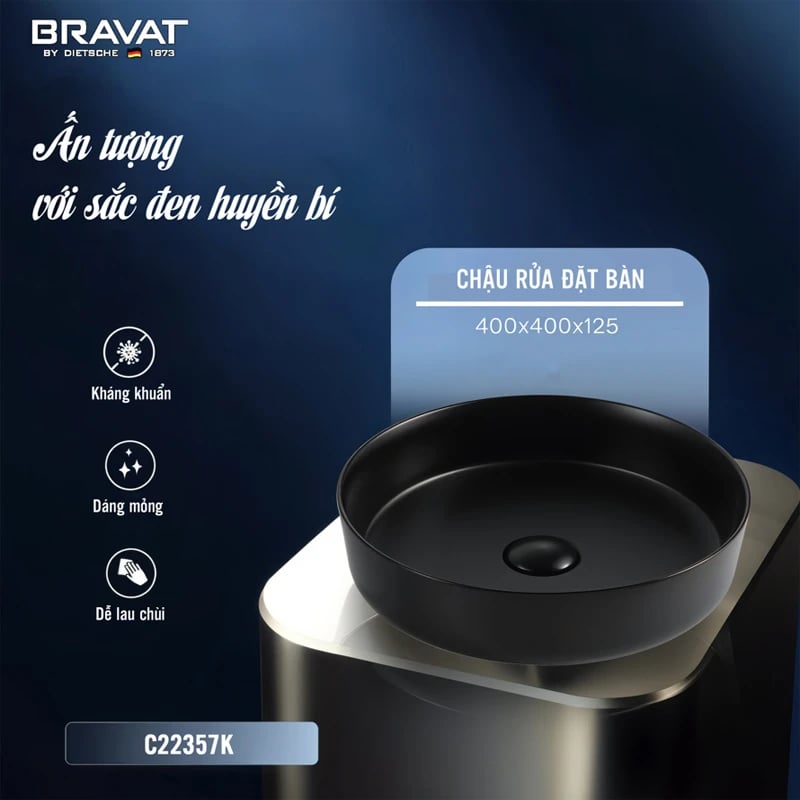 Ảnh Chậu rửa đặt bàn Bravat C22357K 6
