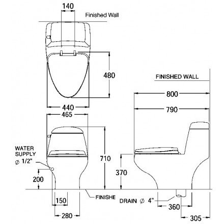 Ảnh Bồn cầu 1 khối COTTO C1046 2