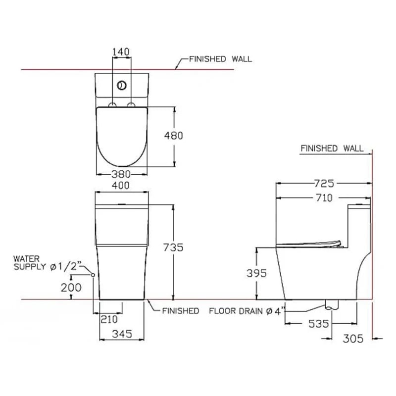 Ảnh Bồn cầu 1 khối Cotto C11003HOS 4