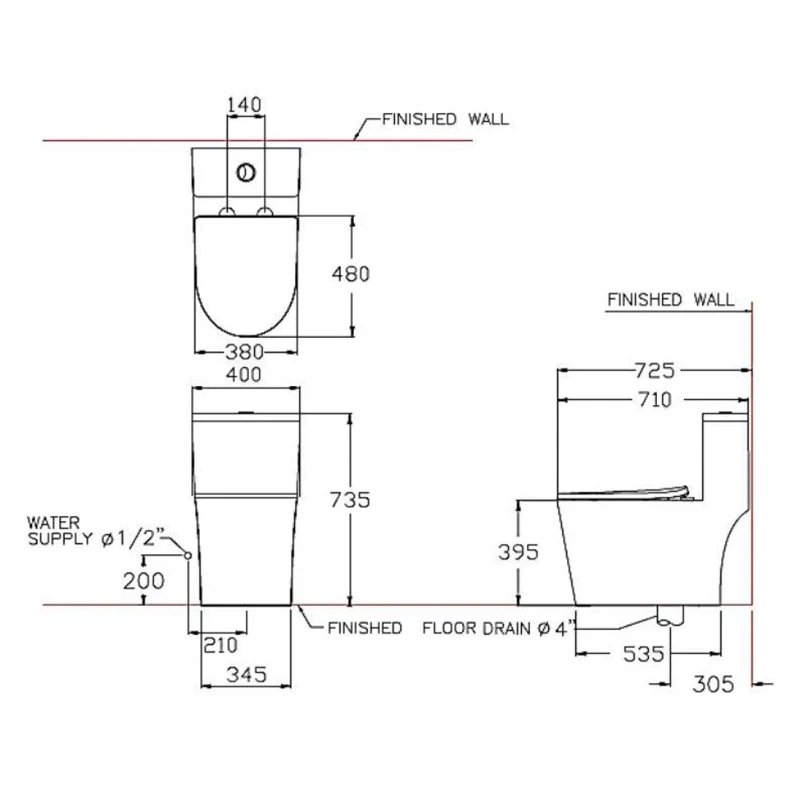 Ảnh Bồn cầu 1 khối Cotto C11003HOS 4