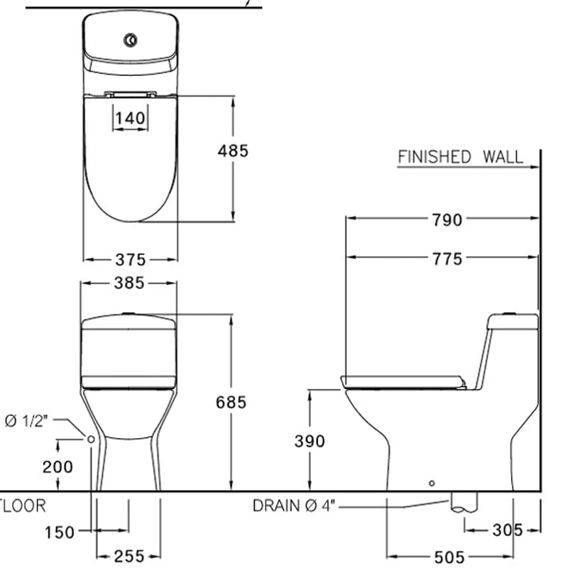 Ảnh Bồn cầu 1 khối COTTO C1113 2