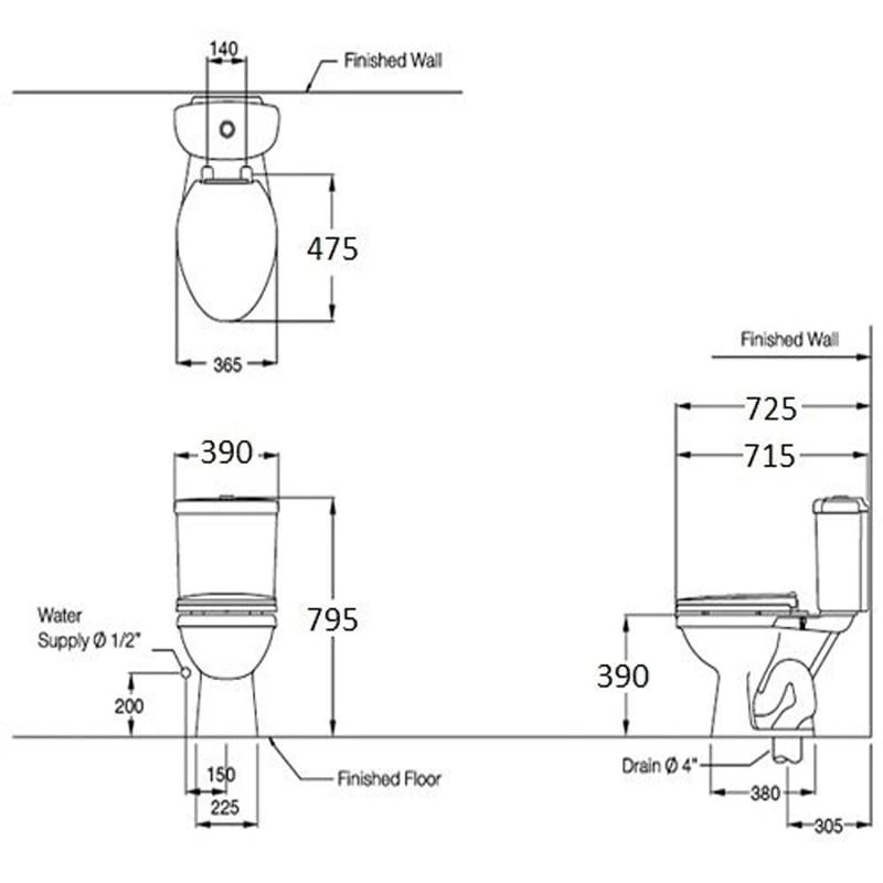 Ảnh Bồn cầu 2 khối COTTO C1332VN 2