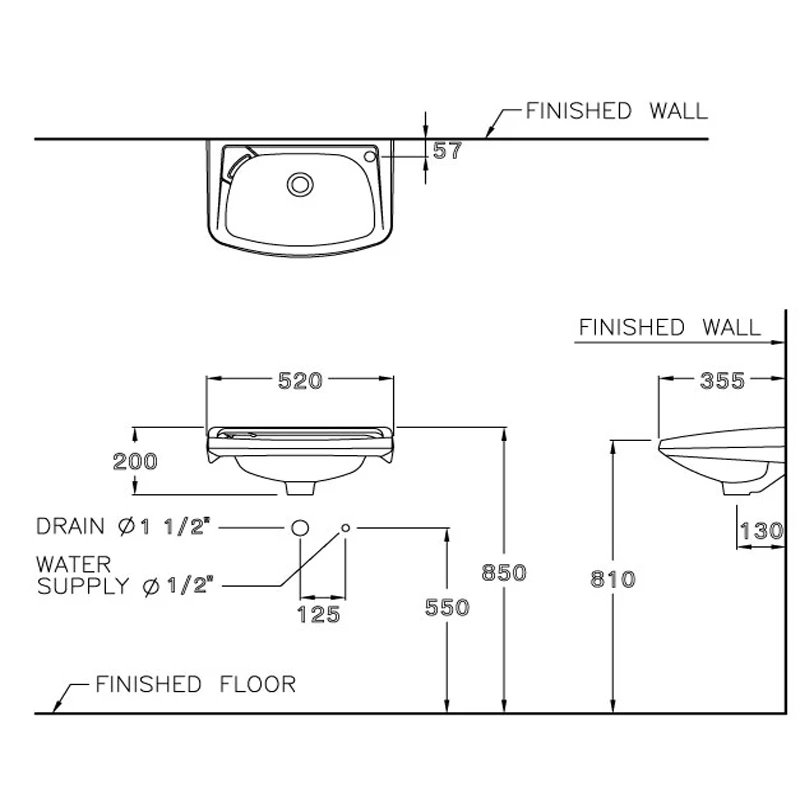 Ảnh Chậu rửa treo tường Cotto C002 2