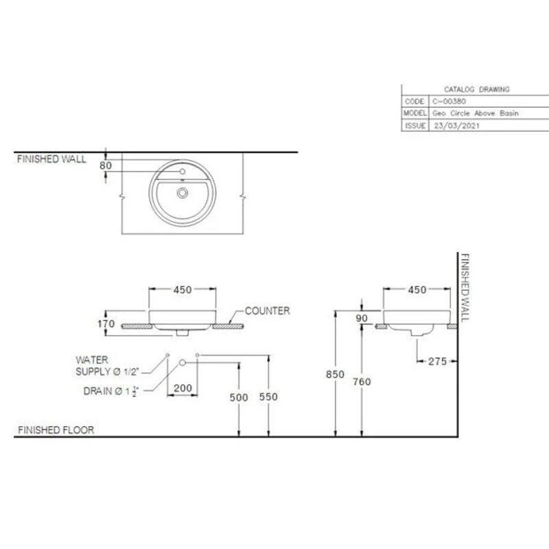 Ảnh Chậu rửa dương bàn Cotto C003807 WH 2