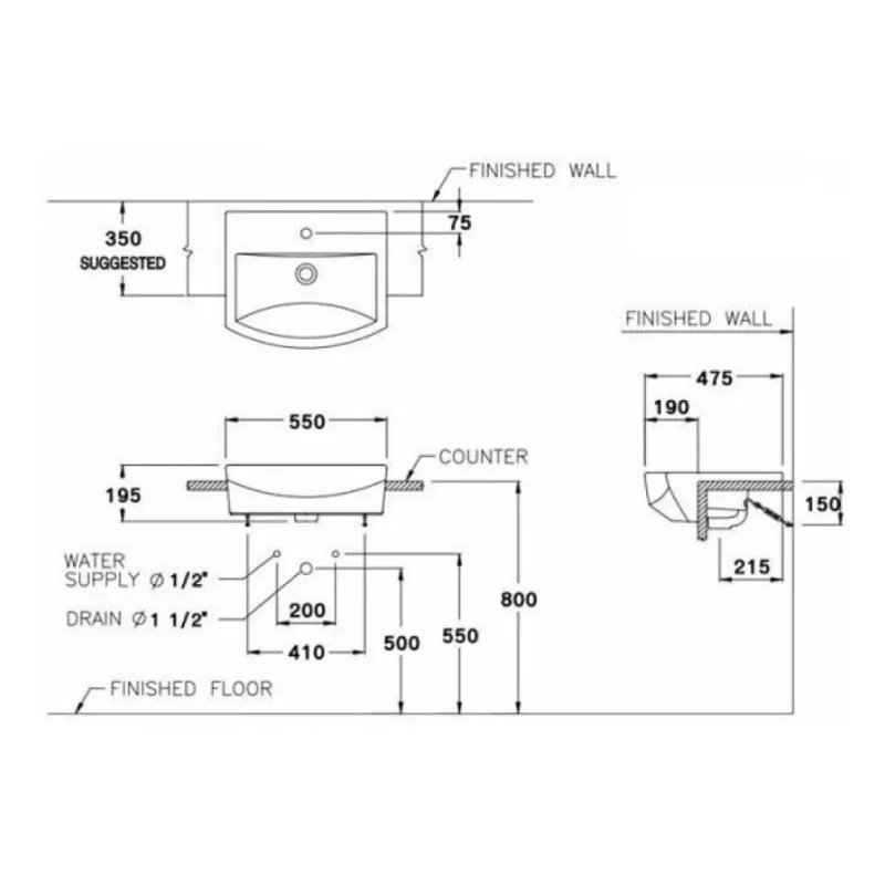 Ảnh Chậu rửa âm bàn Cotto C02607 2