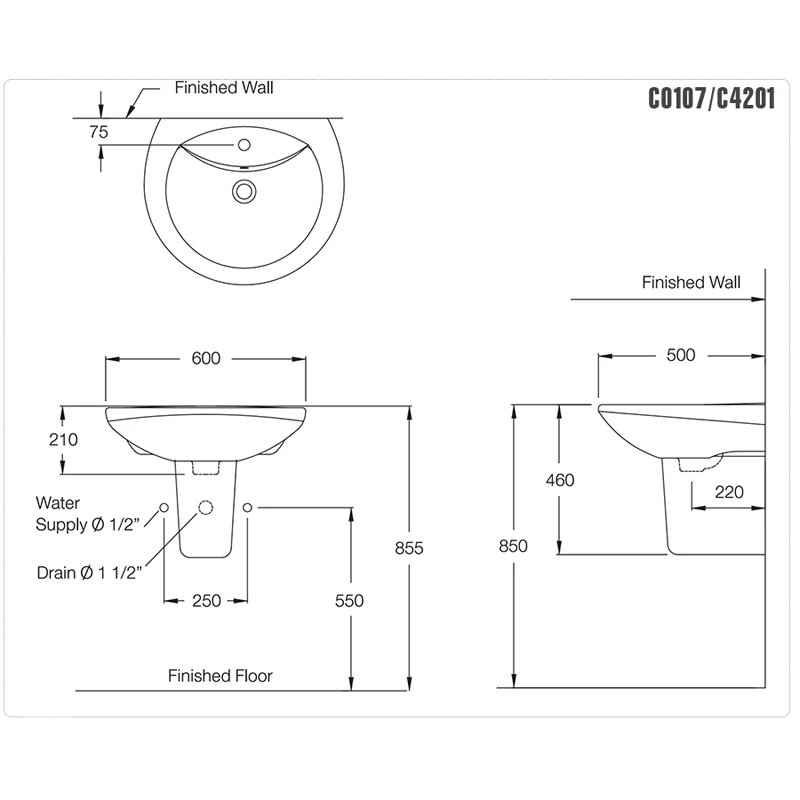 Ảnh Chậu rửa chân lửng Cotto C0107/C4201 2