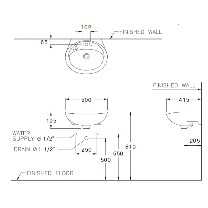 Ảnh Chậu rửa treo tường Cotto C013 2