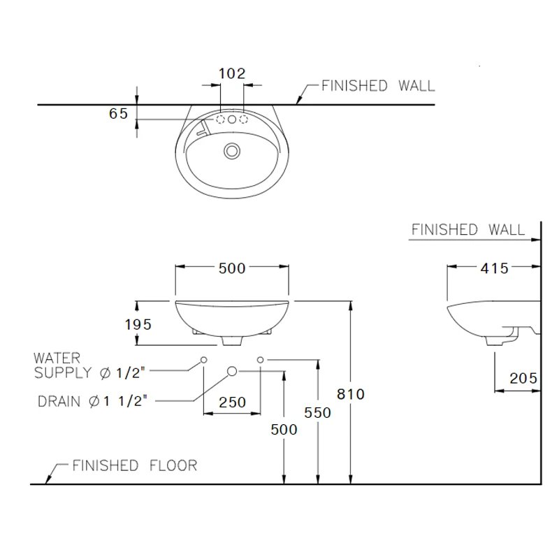 Ảnh Chậu rửa treo tường Cotto C013 2