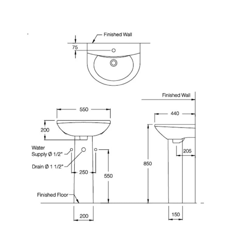 Ảnh Chậu rửa treo tường COTTO C014 2