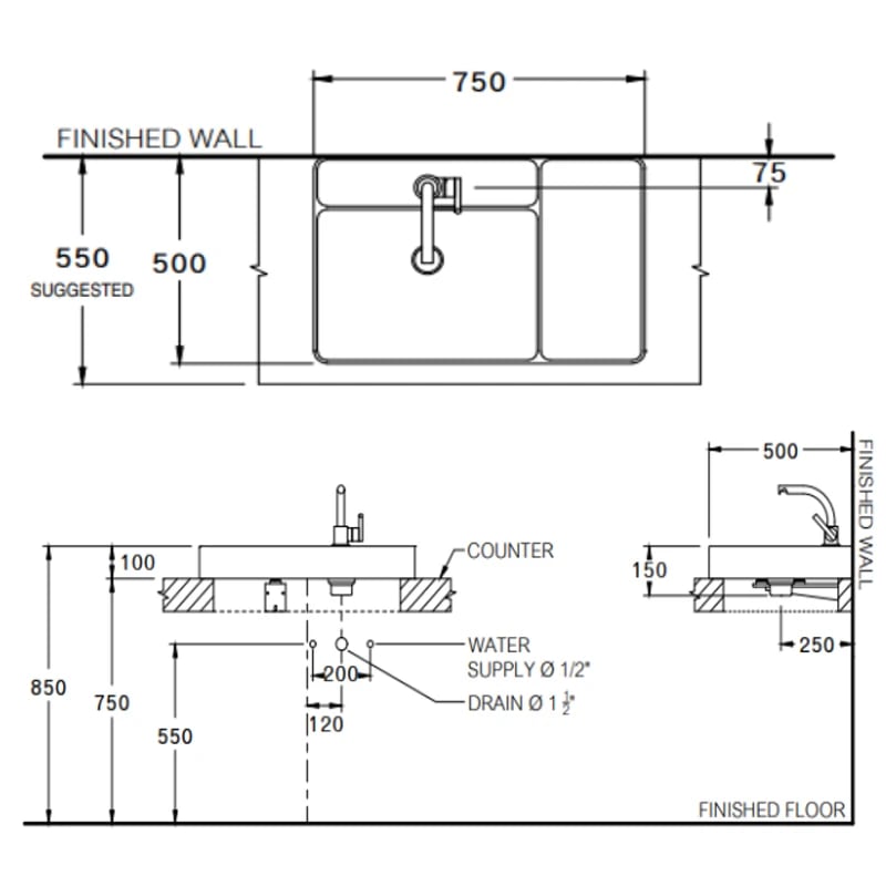 Ảnh Chậu rửa dương bàn COTTO CPW0501 MDG 2