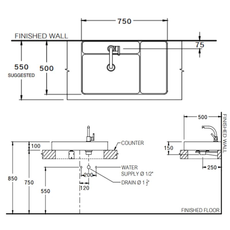 Ảnh Chậu rửa dương bàn COTTO CPW0501 MDG 2