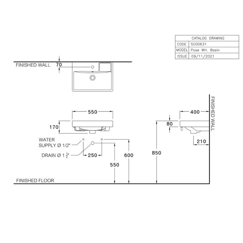 Ảnh Chậu rửa treo tường Cotto SC006317 2